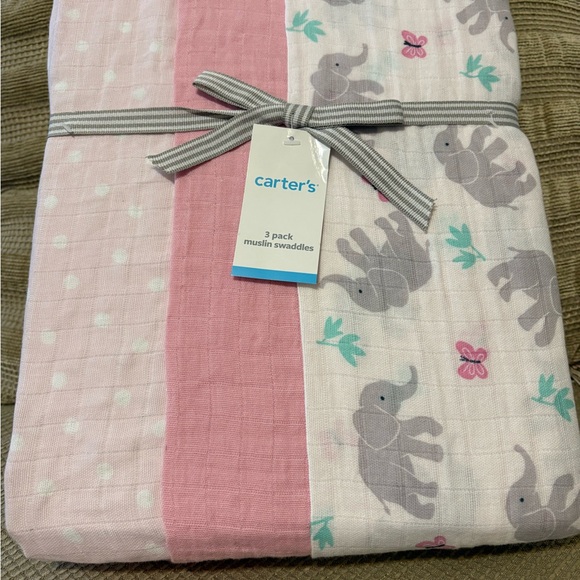 Carter\'s Pink and Gray Elephant Swaddle and Pad Cover Set main image 0